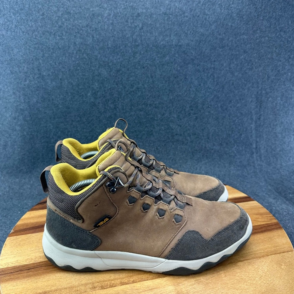 Teva Arrowood Lux Mid WP Hiking Boots Mens Size 10 EU 43 Cognac Brown Leather